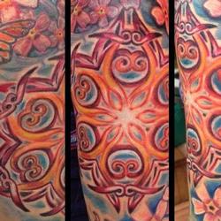Tattoos - Mandala and cherry blossom half sleeve - 79194